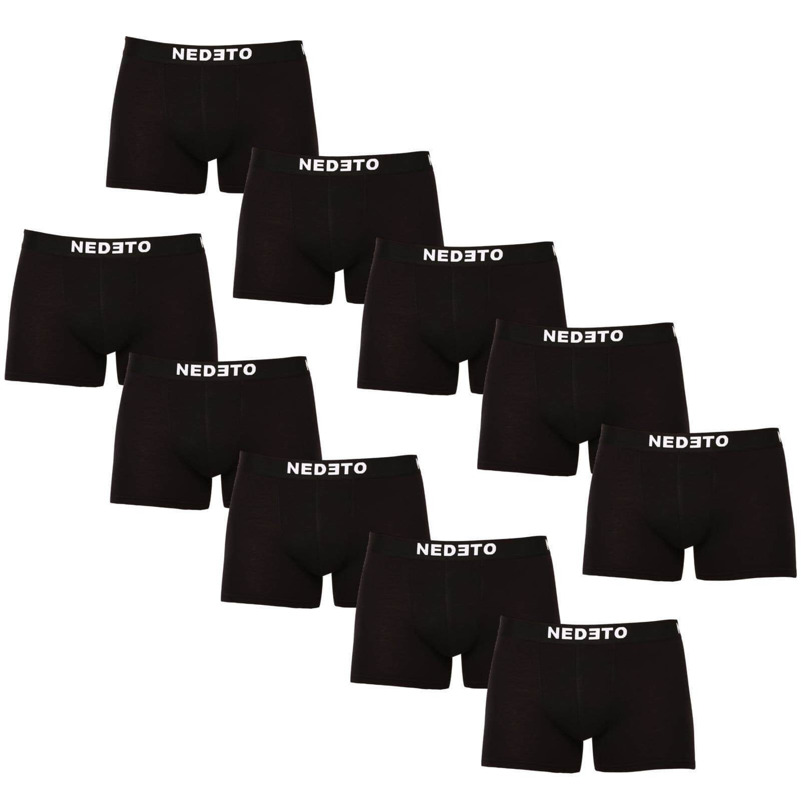 10PACK pánské boxerky Nedeto černé (10NDTB001-brand)