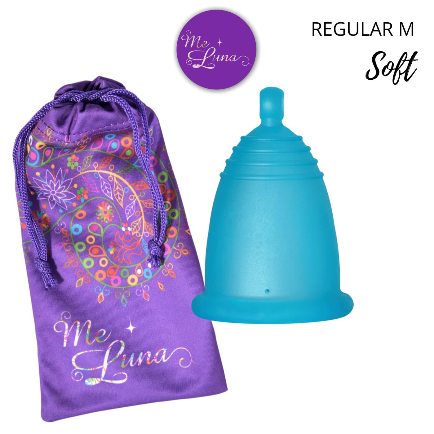 Menstruační kalíšek Me Luna Soft M s kuličkou tyrkysová (MELU051) - náhled 3