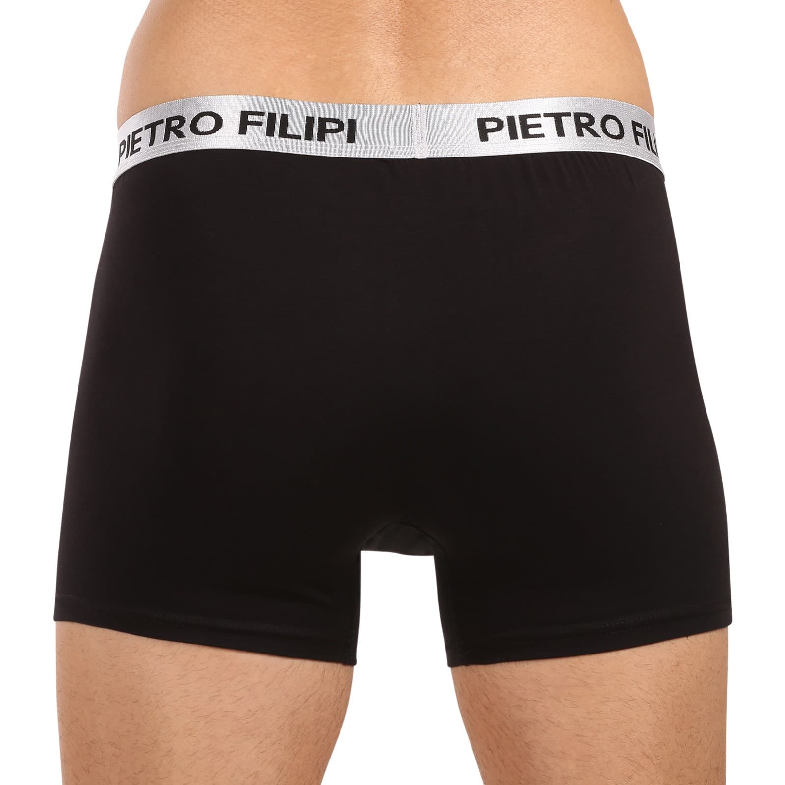 2PACK pánské boxerky Pietro Filipi černé Metalic silver (2PBMS2) 3XL - náhled 4