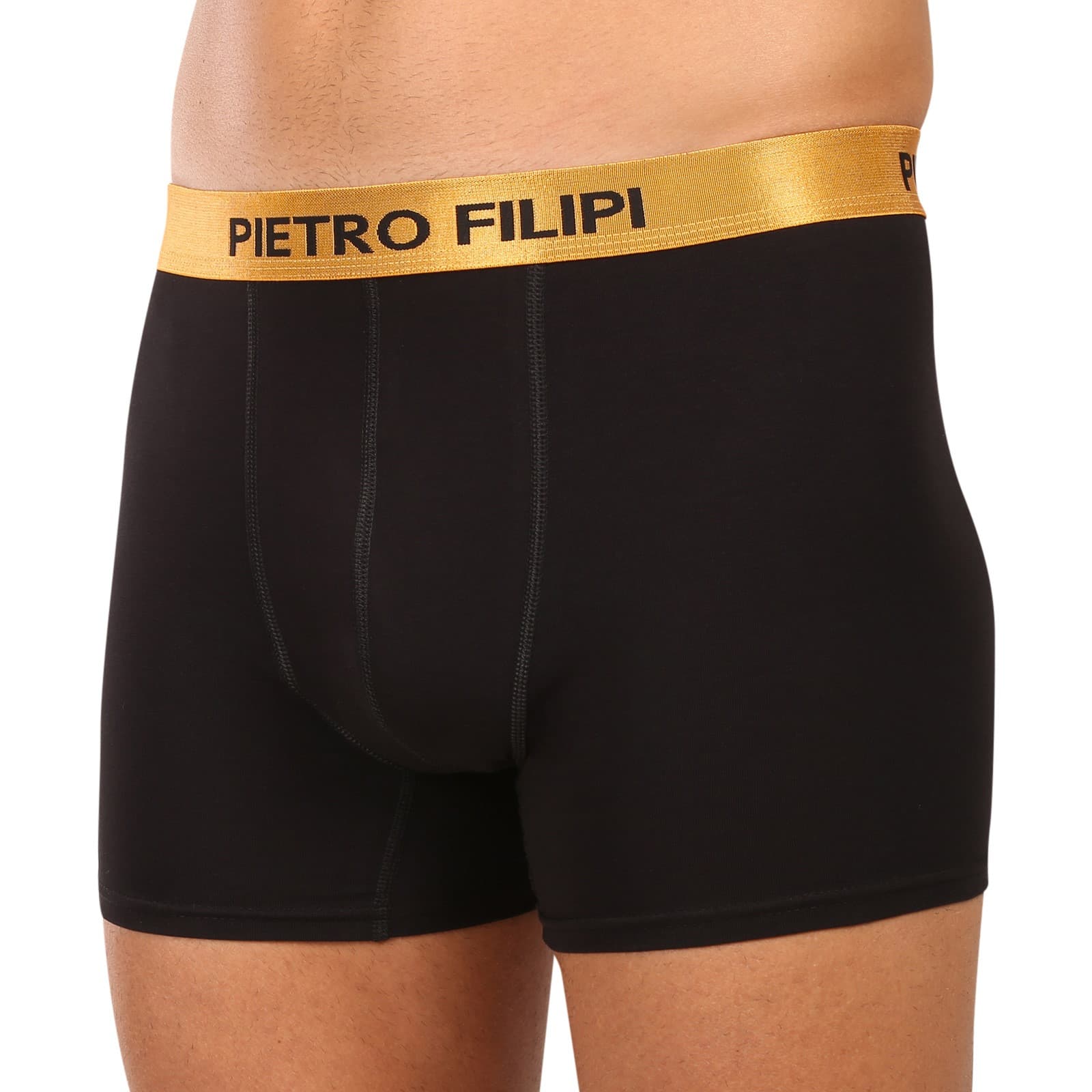2PACK pánské boxerky Pietro Filipi černé Metalic gold (2PBMS1) 3XL - náhled 3