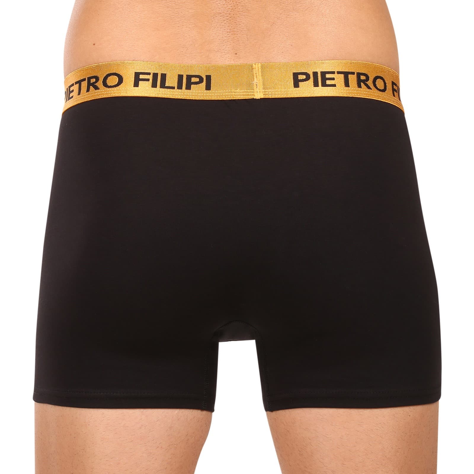 2PACK pánské boxerky Pietro Filipi černé Metalic gold (2PBMS1) 3XL - náhled 4