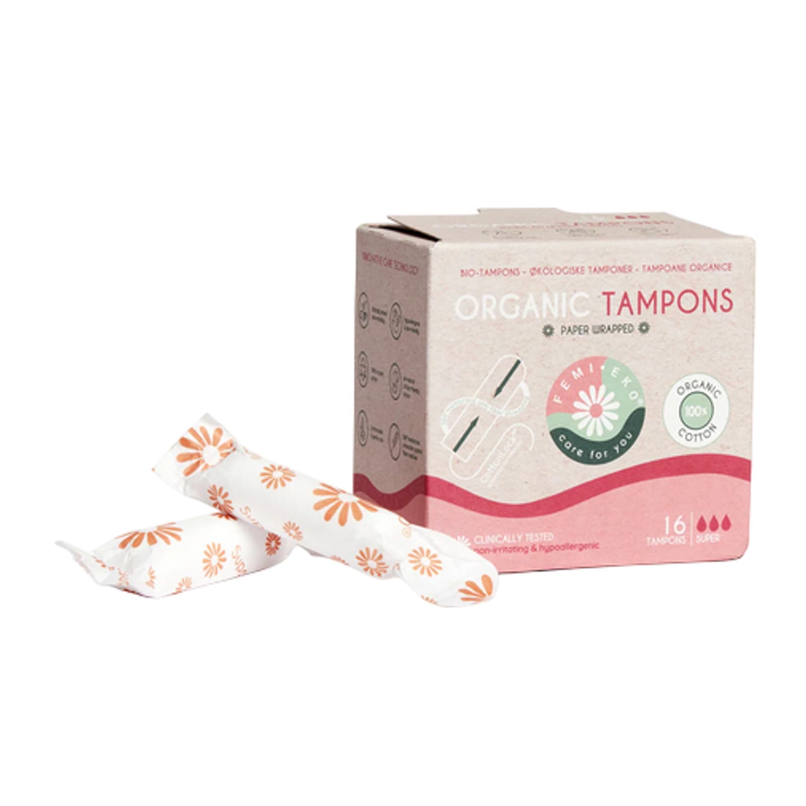 Menstruační tampony Femi.Eko Organic Tampons 16ks (tampons-super-16)