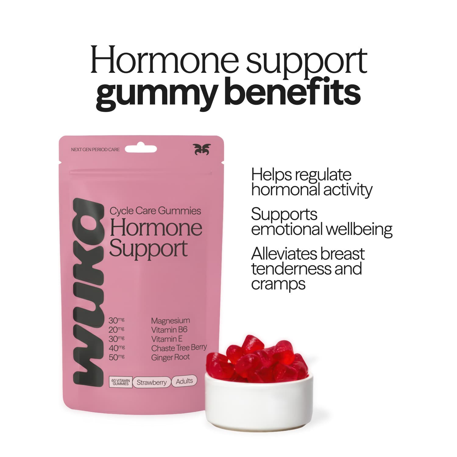 Cyklické gumové vitamíny Wuka PMS Hormone Support - náhled 4