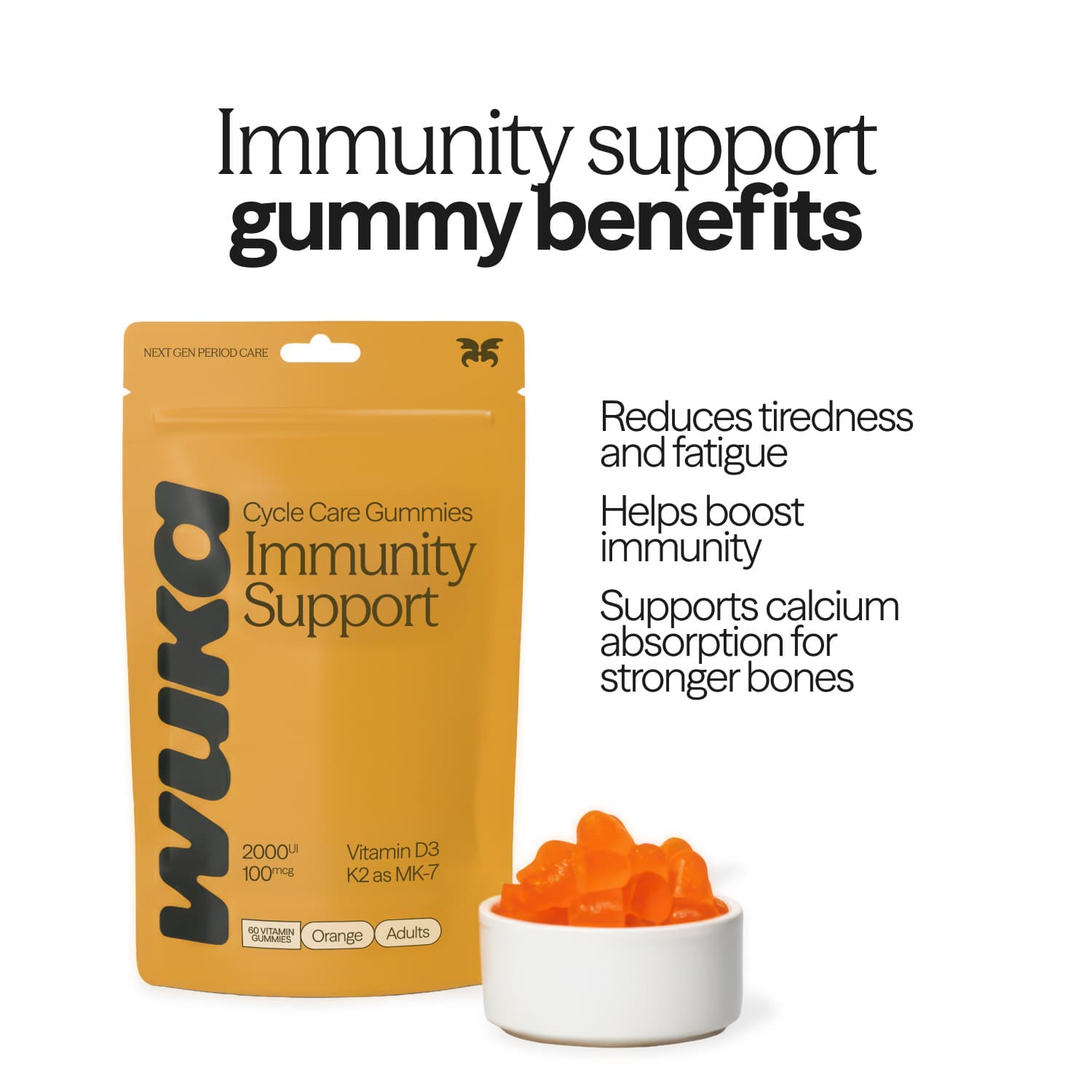 Cyklické gumové vitamíny Wuka Imunity Support D3 K2 - náhled 4