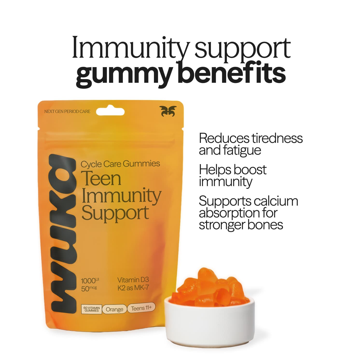 Cyklické gumové vitamíny Wuka Teen Imunity Support D3 K2 - náhled 4