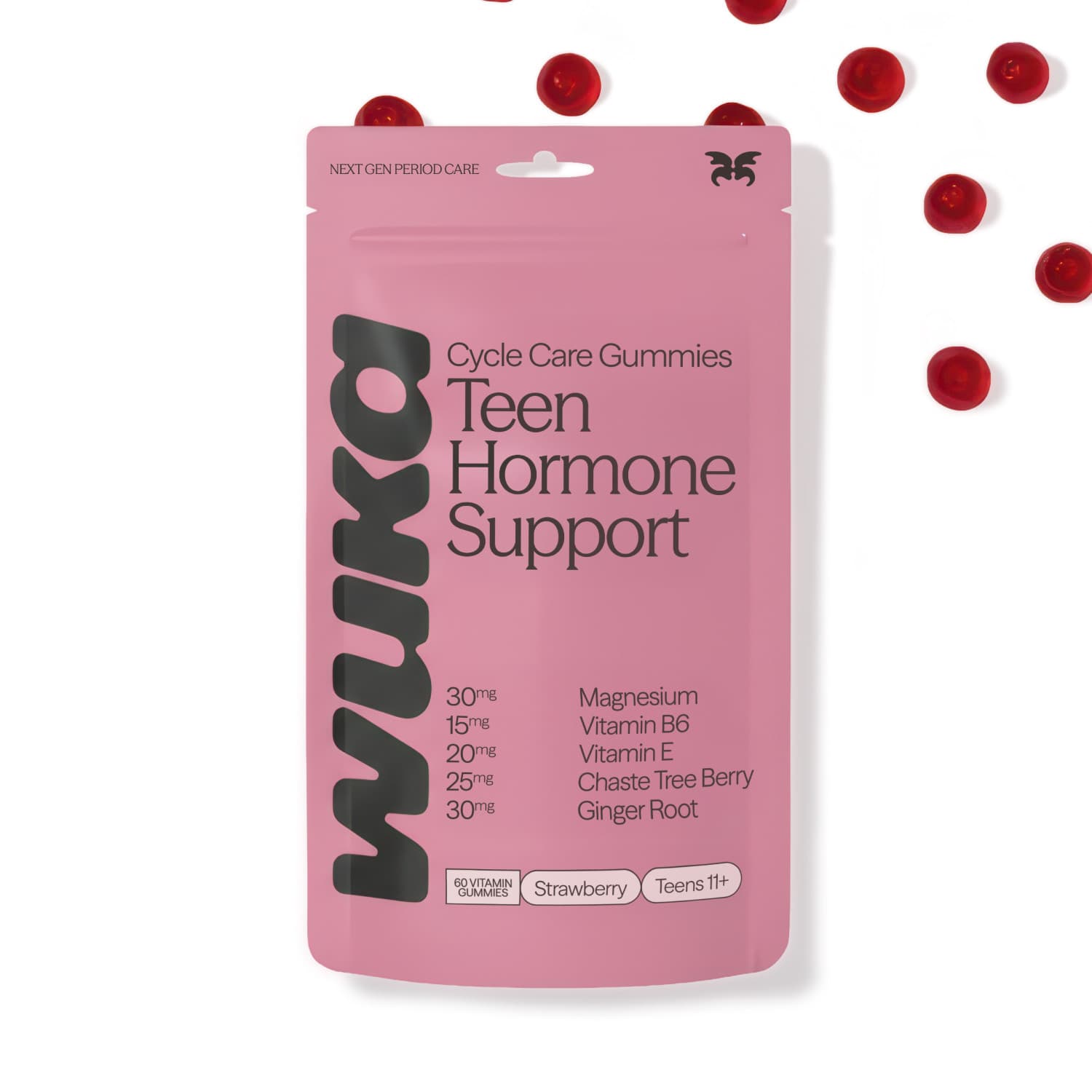 Cyklické gumové vitamíny Wuka PMS Teen Hormone Support