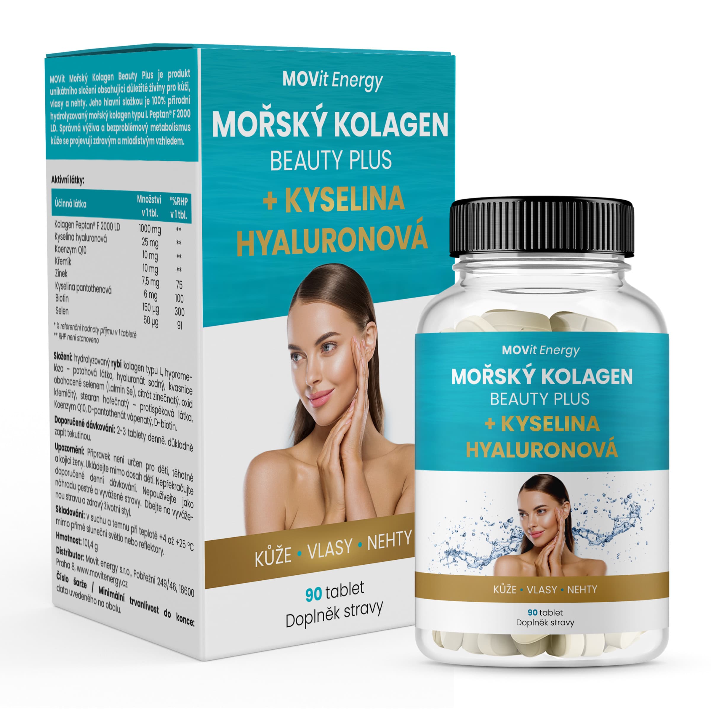 Mořský Kolagen + Kyselina hyaluronová MOVit 90 kapslí