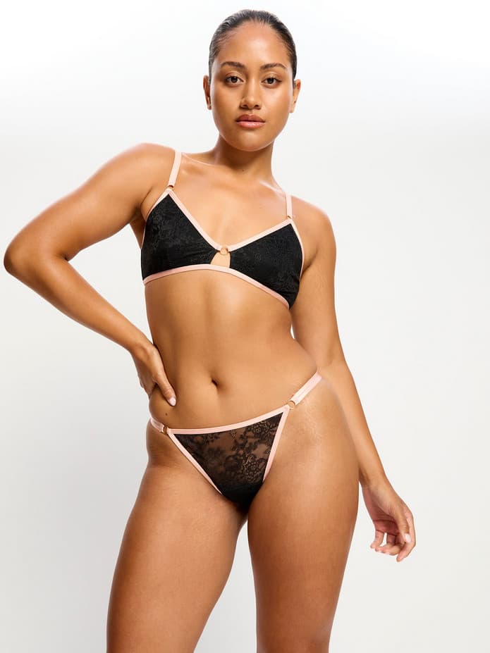 Menstruační tanga Modibodi Bliss Thong Light Jet Black (MTMBTLJB)