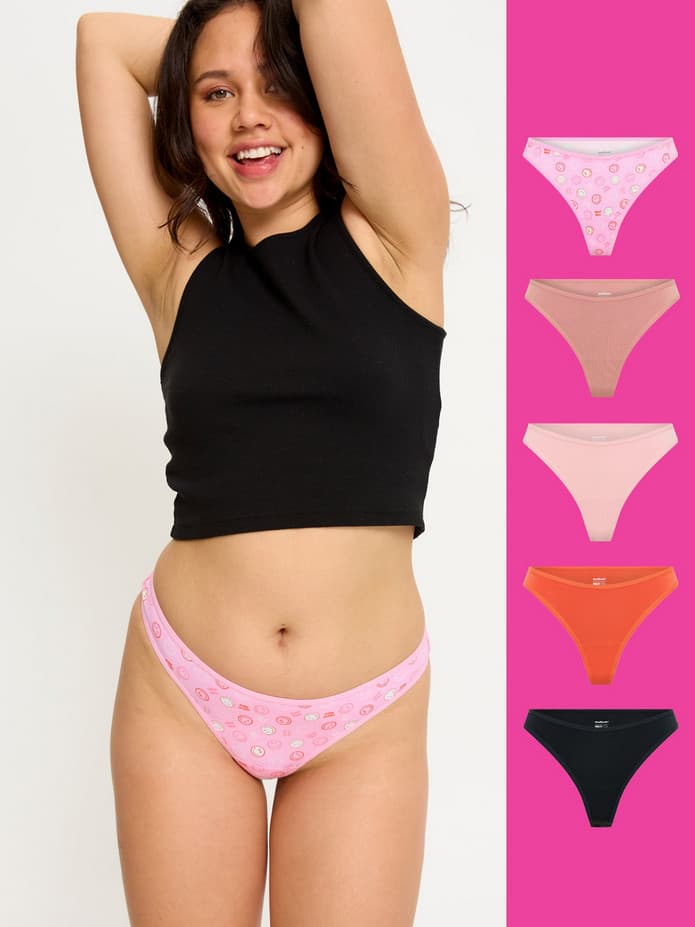 5PACK menstruační tanga Modibodi Happy Place Multi (5MTMHPM) L - náhled 2