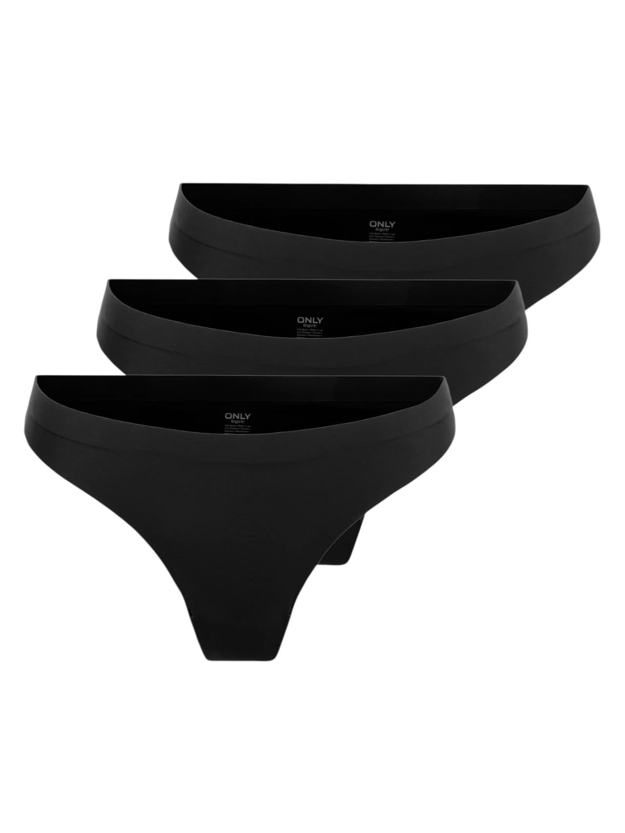3PACK dámská tanga ONLY bezešvá černá (15211630-Black)
