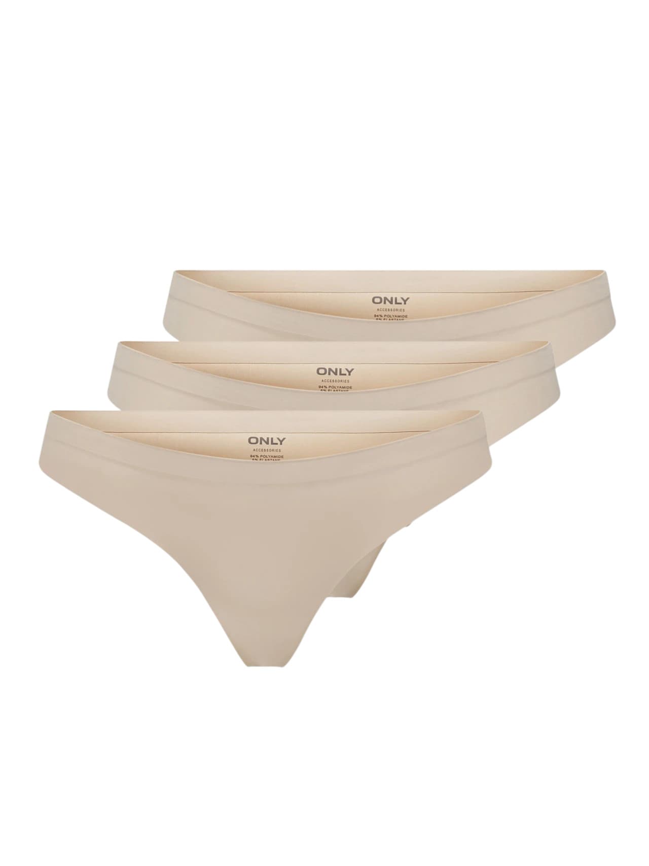 3PACK dámská tanga ONLY béžová (15211630-Peach Taffy) L - náhled 1