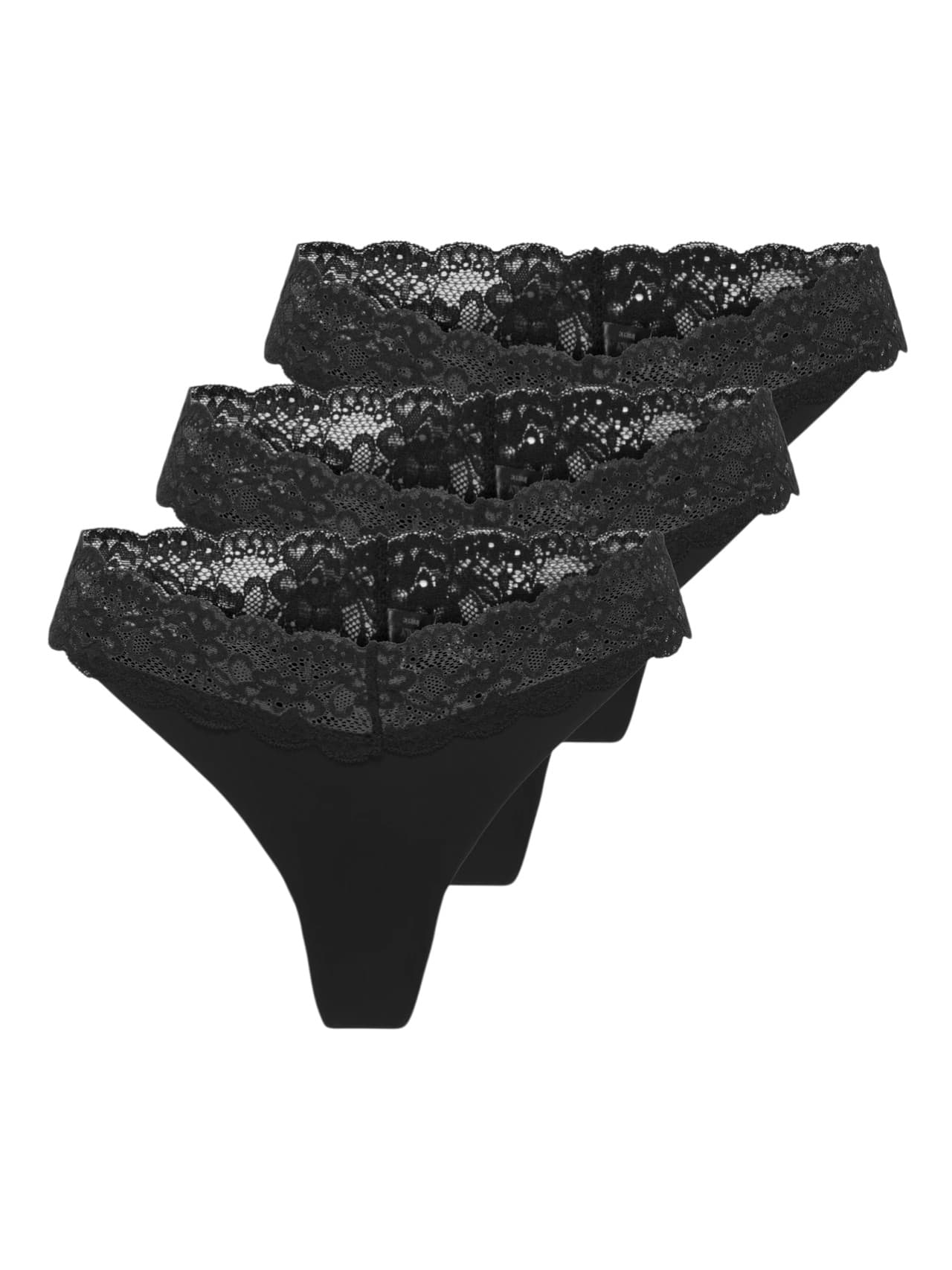 3PACK dámská tanga ONLY černá (15340169-Black)