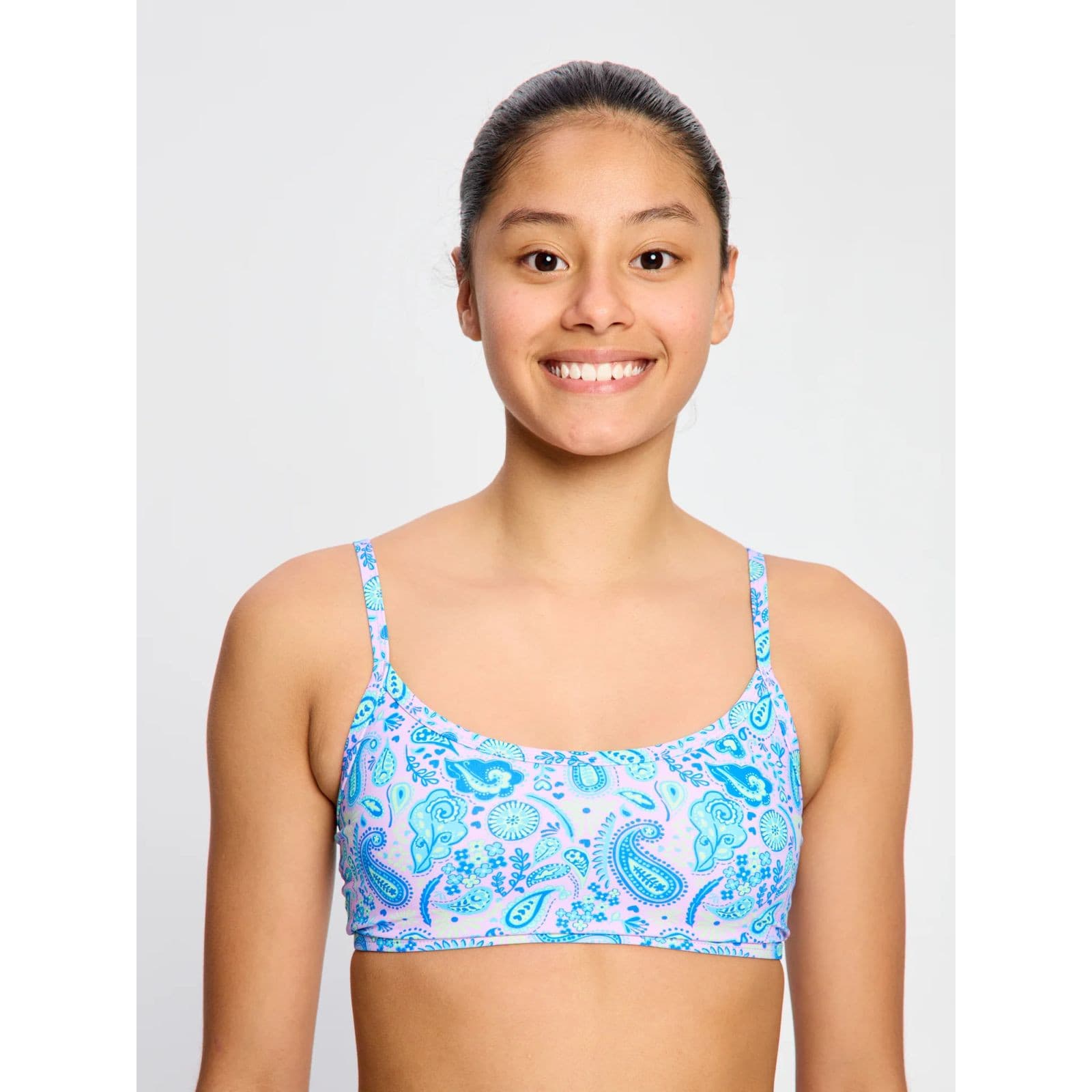 Dívčí plavky Modibodi crop top Paisley Pink horní díl (SWCRHIPLPT) 10-12 let - náhled 3