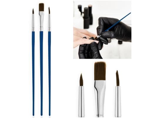 Starnails Sada 3 štětců na nehtovou modeláž - modrá