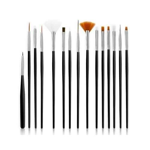 Starnails Sada 15 štětců na nehtovou modeláž - černá