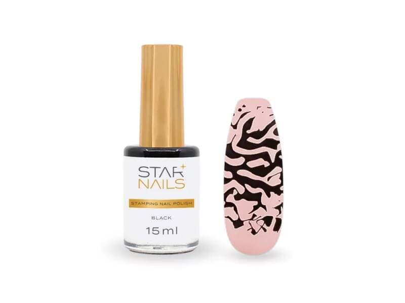 Starnails Stamping Nail Polish Starnails, 15ml - Black - zdobicí lak