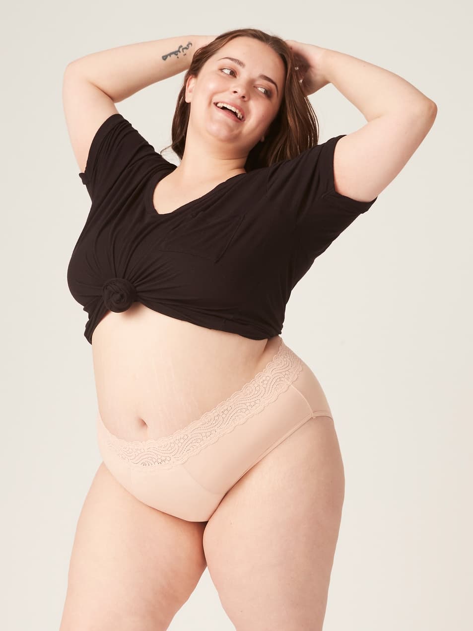 Menstruační kalhotky Modibodi Sensual Hi-Waist Bikini Maxi Beige (MODI4042B) 3XL - náhled 4
