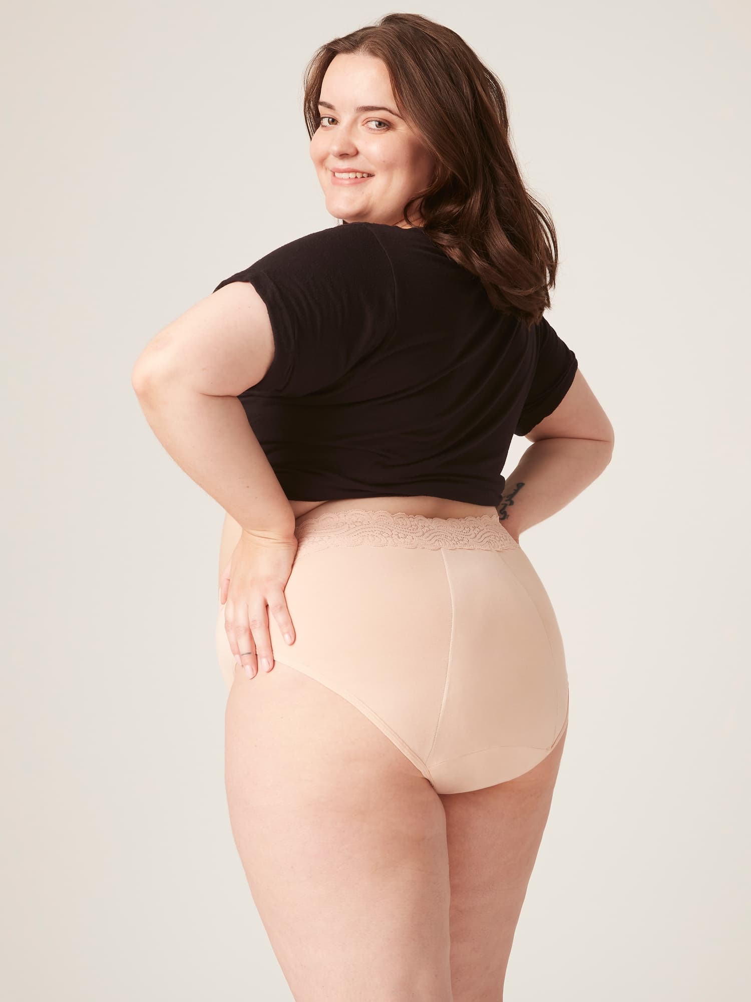 Menstruační kalhotky Modibodi Sensual Hi-Waist Bikini Maxi Beige (MODI4042B) 3XL - náhled 5