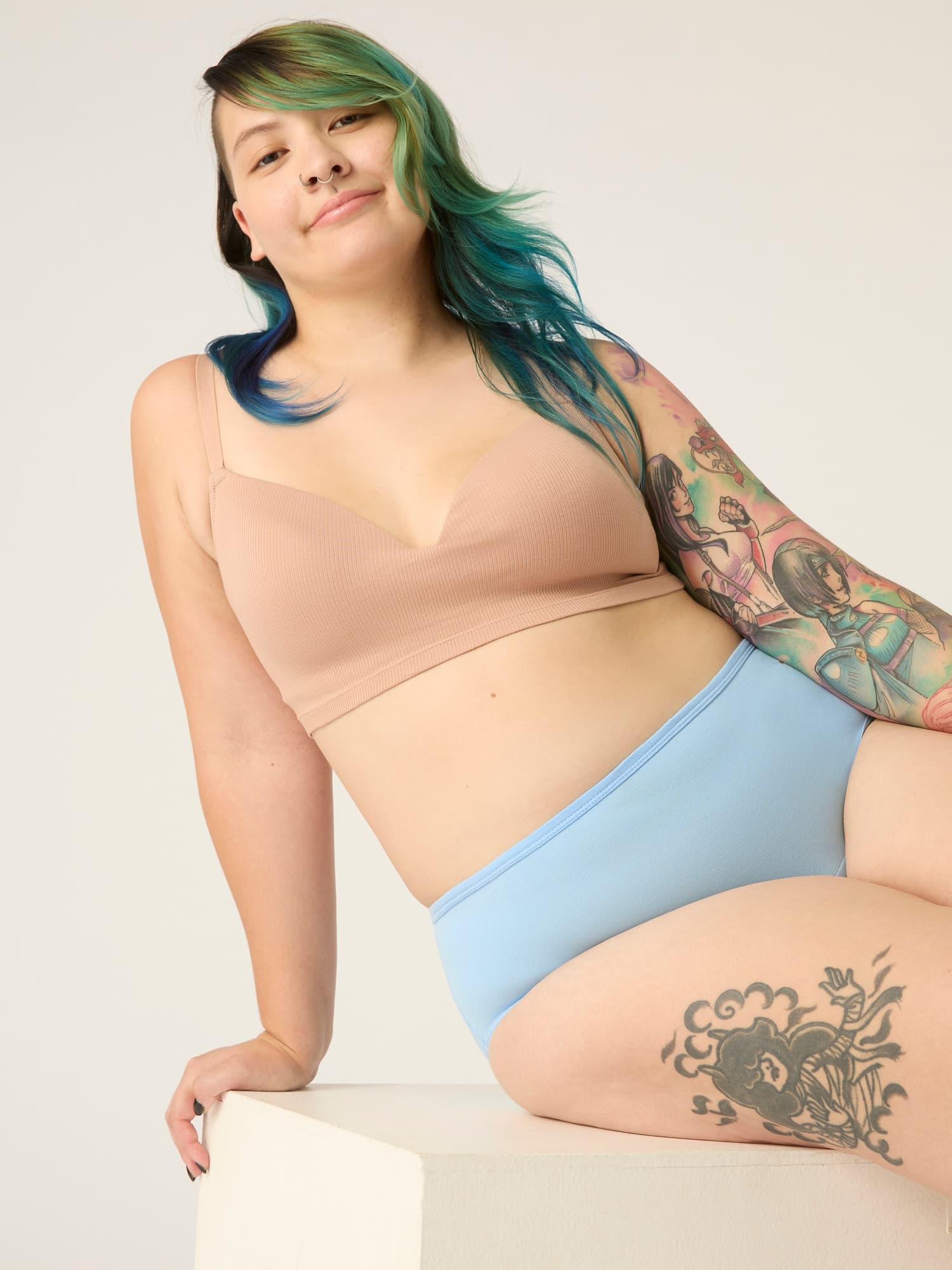 Menstruační kalhotky Modibodi Basic Mid-Rise Brief Moderate-Heavy Chambray (MODI4110CH) 3XL