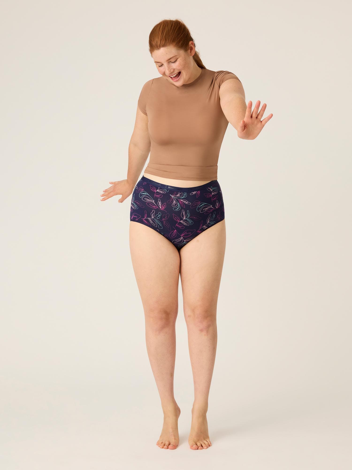 Menstruační kalhotky Modibodi Classic Full Brief Moderate-Heavy Passion Vine Navy (MODI4018PVN) 3XL - náhled 5