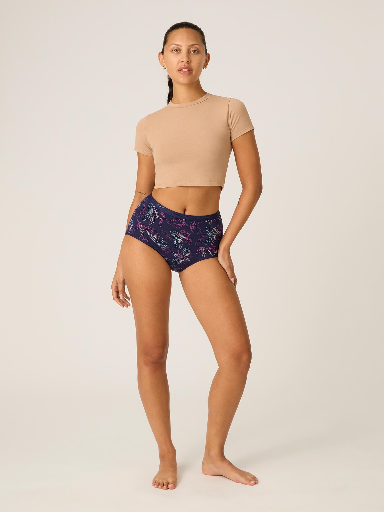 Menstruační kalhotky Modibodi Classic Full Brief Moderate-Heavy Passion Vine Navy (MODI4018PVN) 3XL - náhled 2