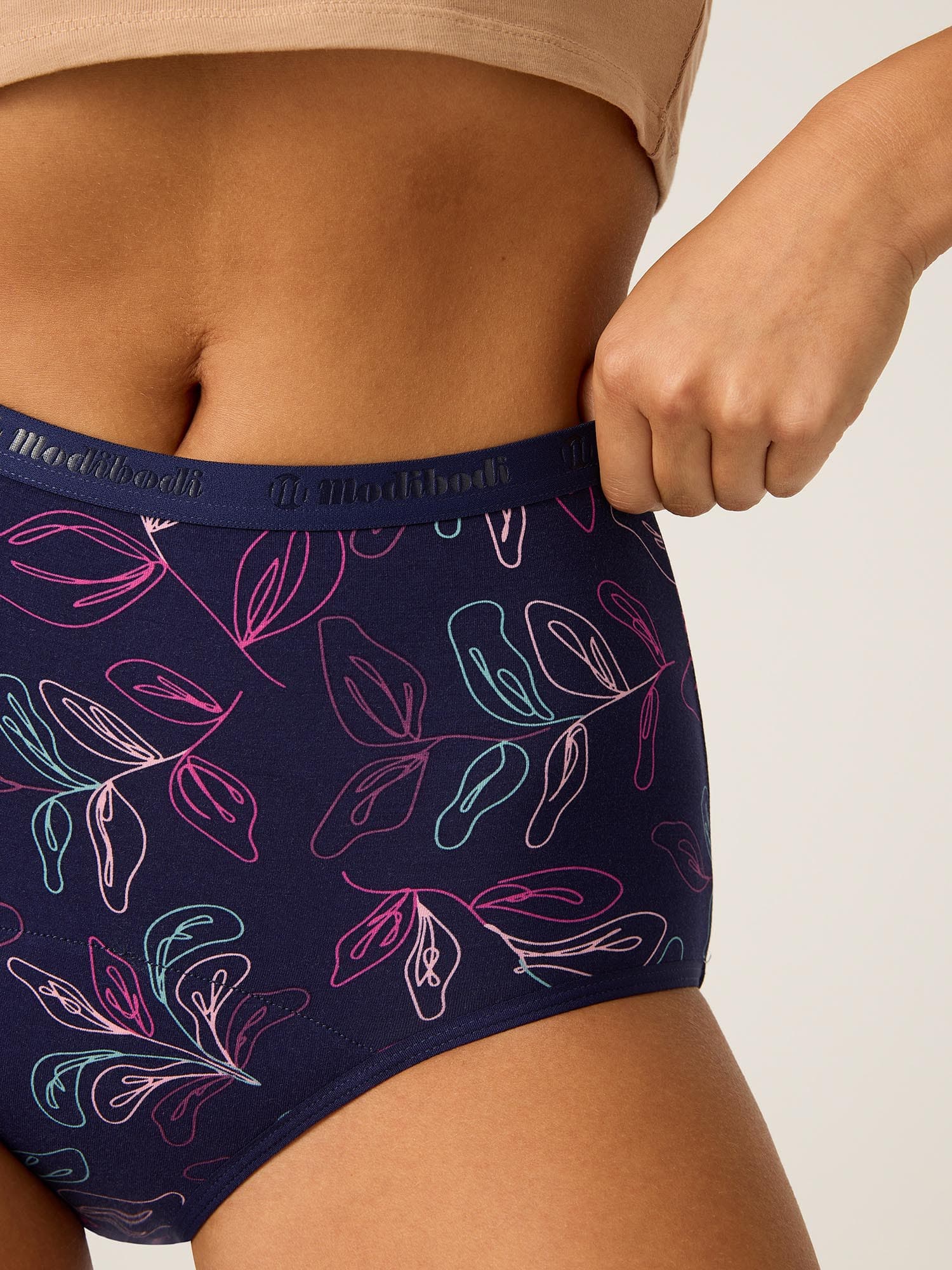 Menstruační kalhotky Modibodi Classic Full Brief Moderate-Heavy Passion Vine Navy (MODI4018PVN) 3XL - náhled 4