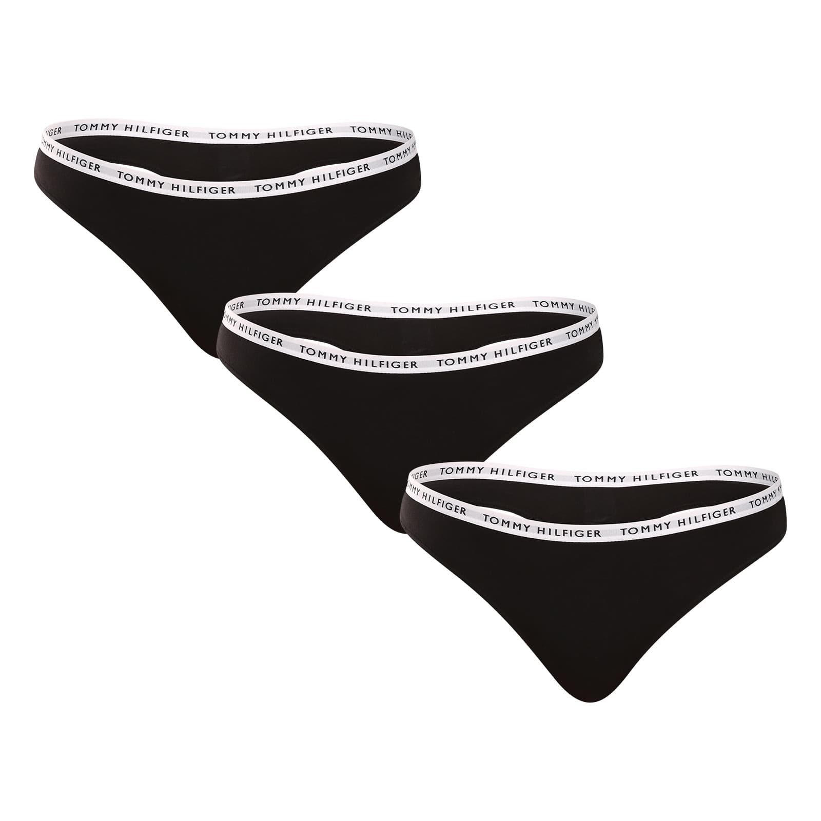 3PACK dámská tanga Tommy Hilfiger černá (UW0UW02829 0R7)