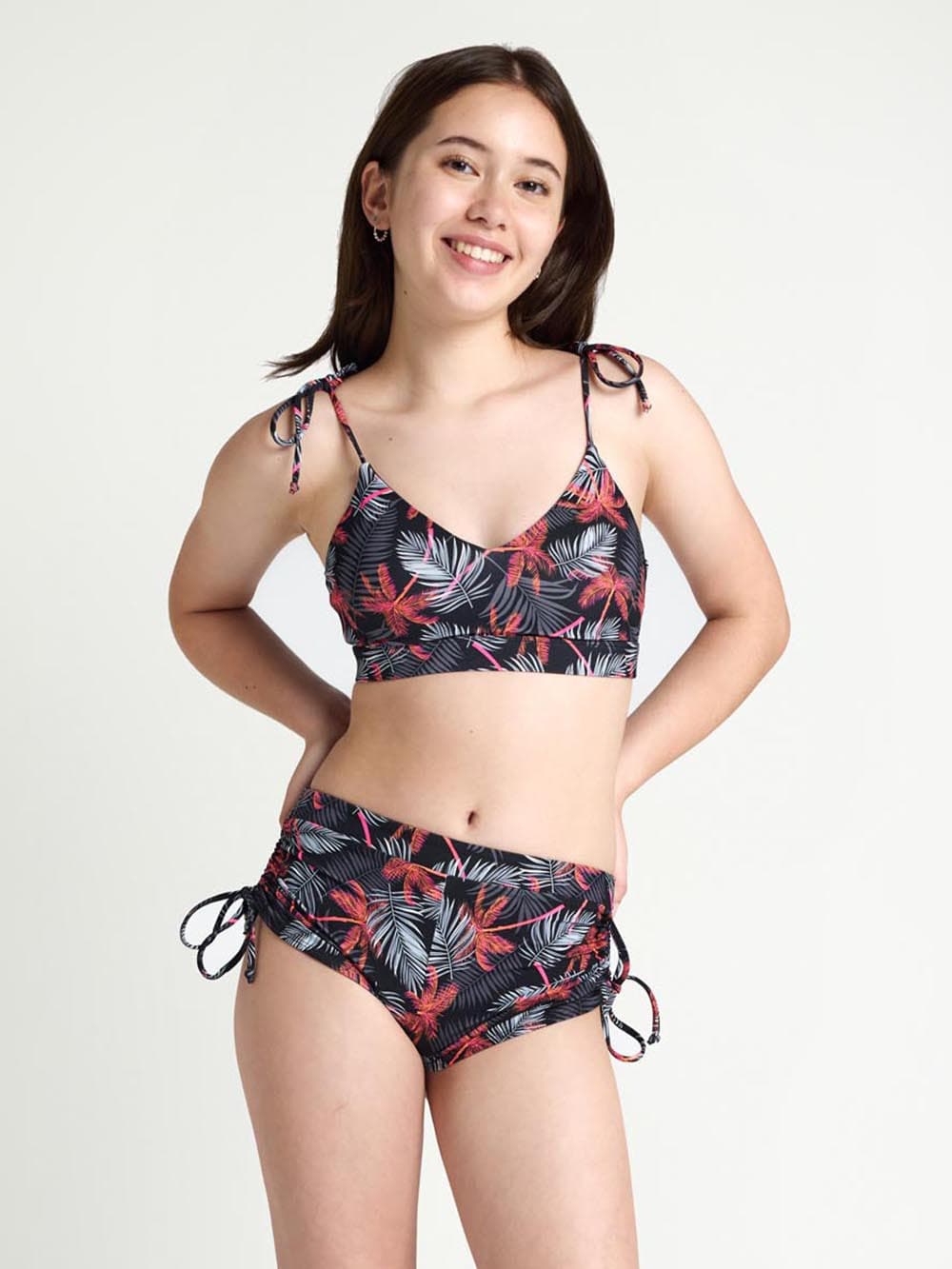 Dívčí menstruační plavky Modibodi Teen High Short Jungle Palm Black spodní díl (MODI4377)