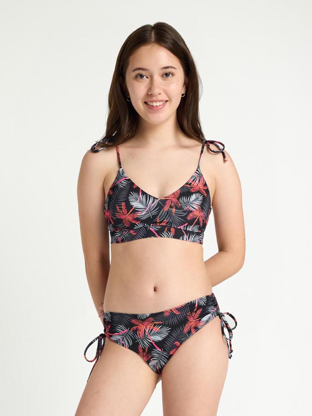Dívčí menstruační plavky Modibodi Teen High Bikini Jungle Palm Black spodní díl (MODI4375JPB)