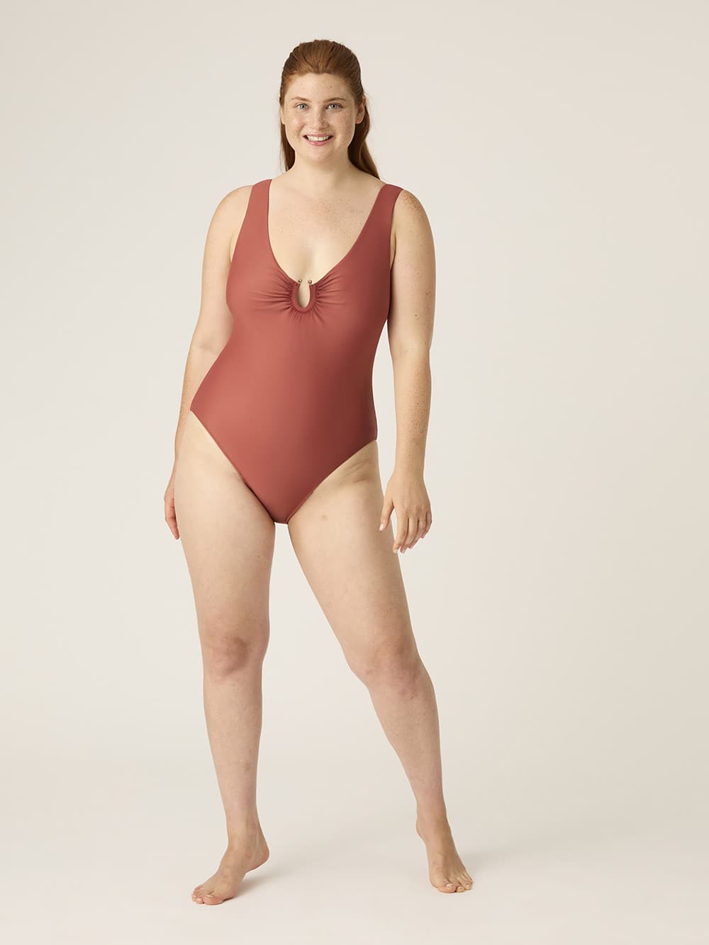 Menstruační plavky Modibodi High V Neck One Piece Sahara Red (MODI4370SR) L - náhled 2