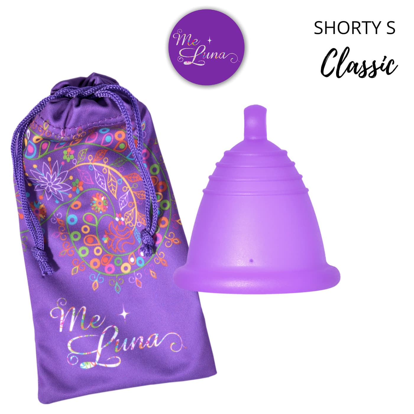 Menstruační kalíšek Me Luna Classic S Shorty s kuličkou fialová (MELU089) - náhled 3