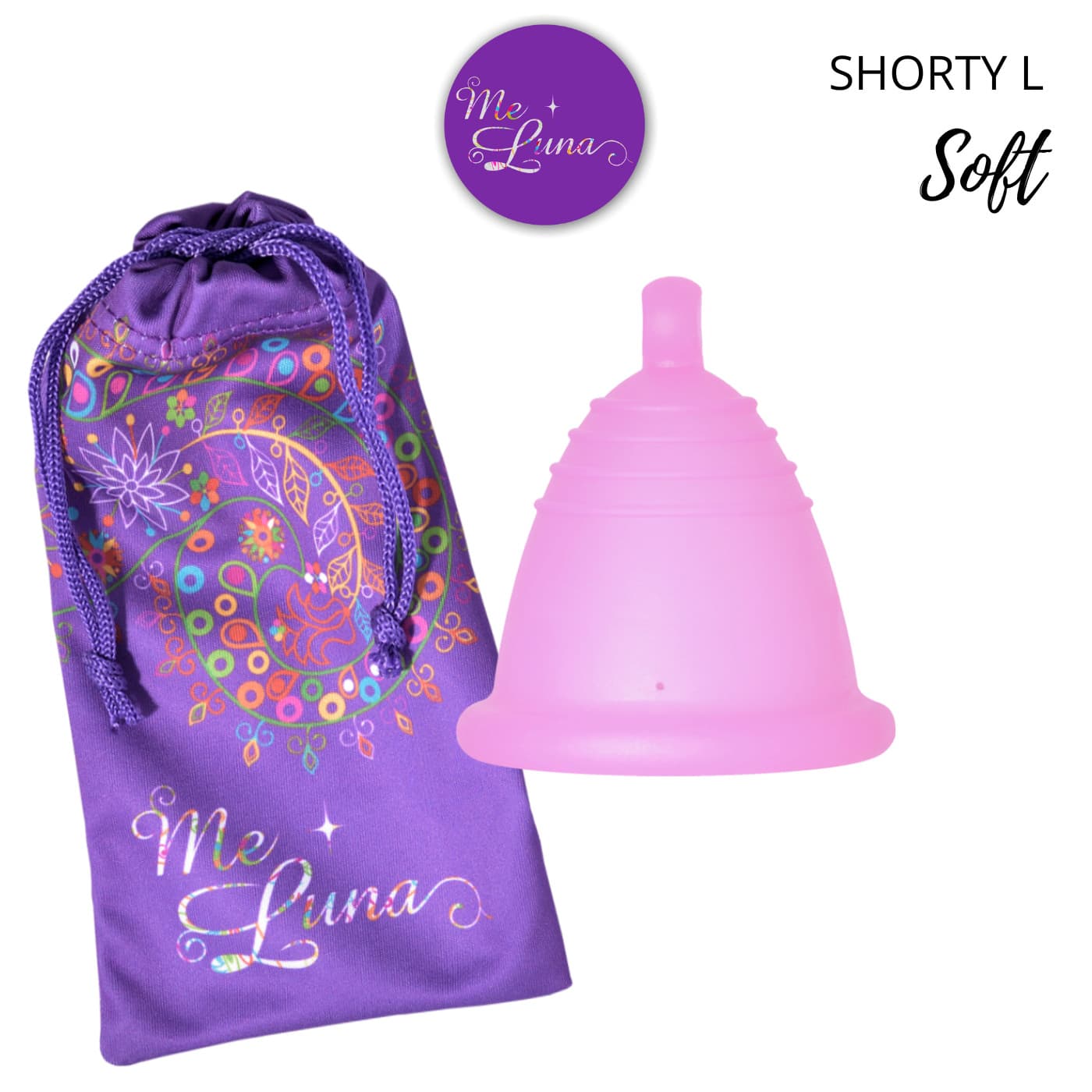 Menstruační kalíšek Me Luna Soft L Shorty s kuličkou růžová (MELU087) - náhled 3