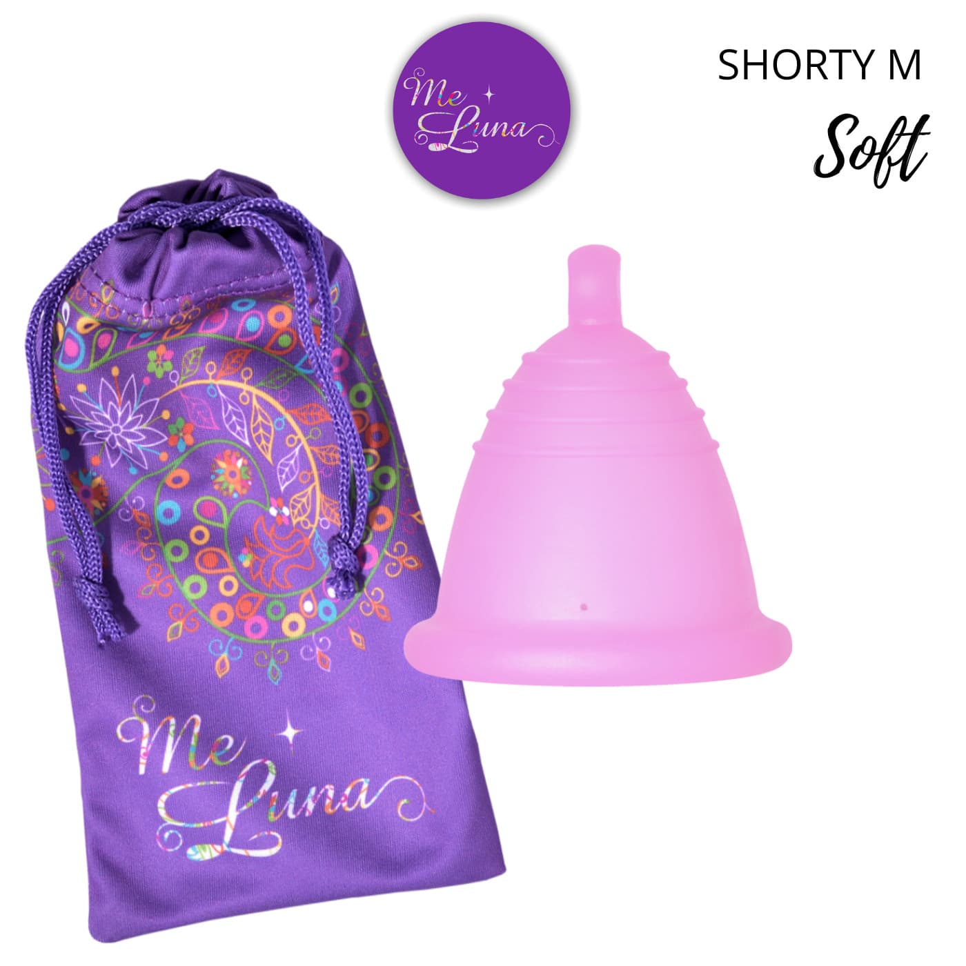 Menstruační kalíšek Me Luna Soft M Shorty s kuličkou růžová (MELU086) - náhled 3
