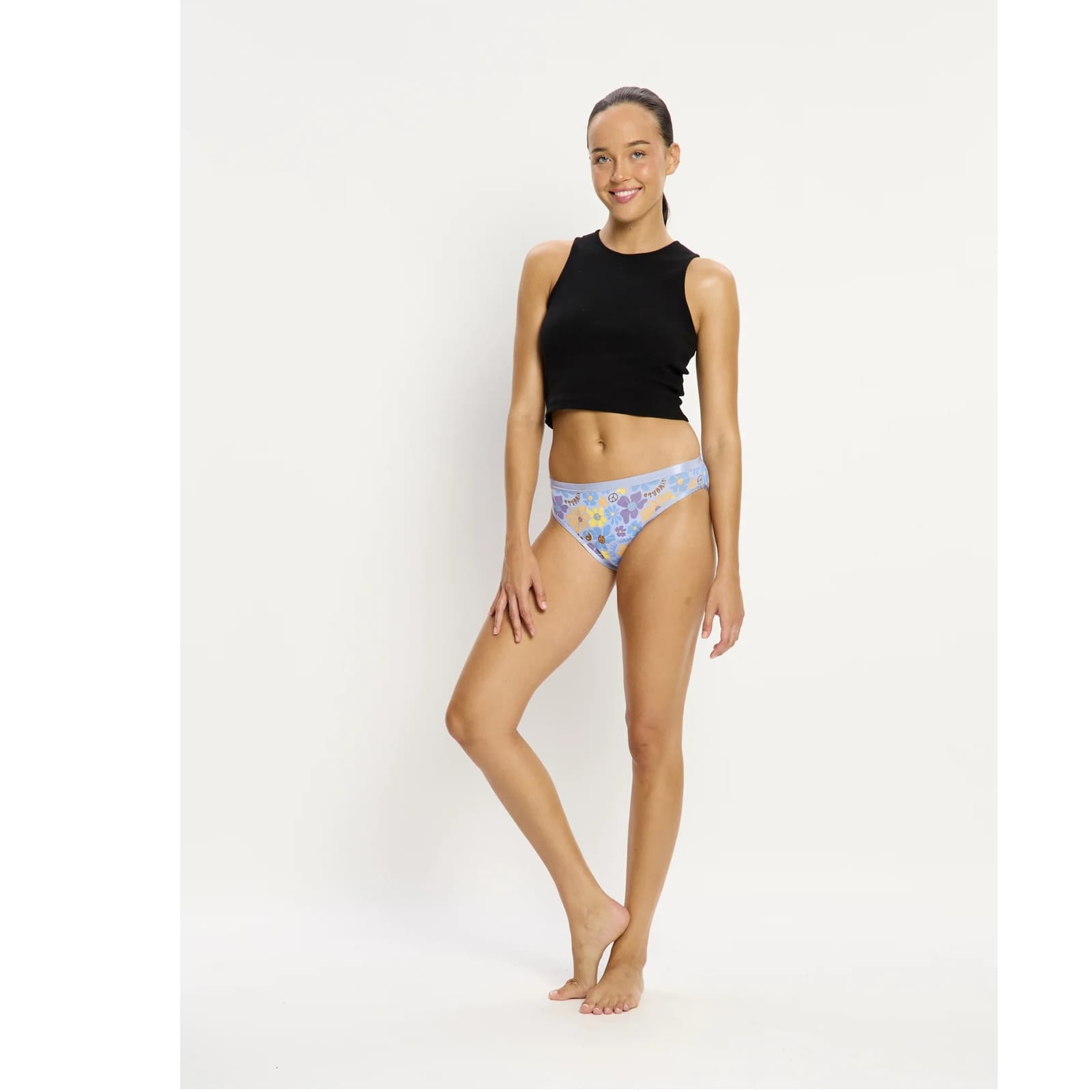 Menstruační kalhotky Modibodi Classic Bikini Super Happy Daisy Blue (CLBIMHHDBW) L