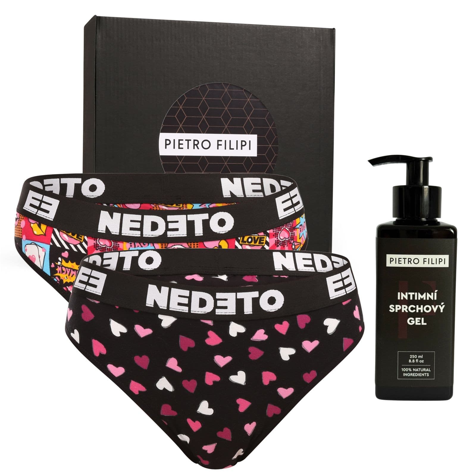 Dámská dárková sada 2PACK kalhotky Nedeto a intimní gel Pietro Filipi (3NPLIGL)