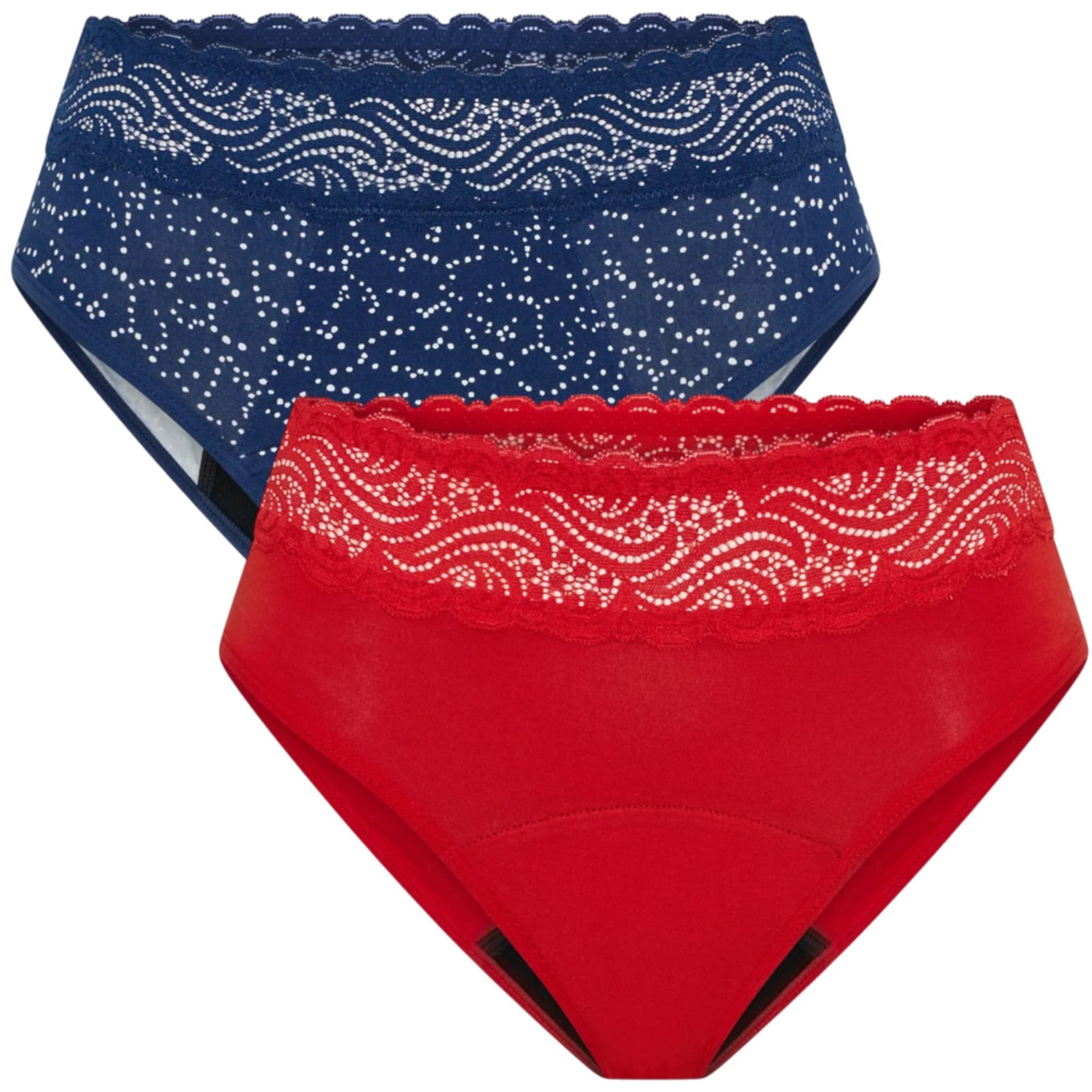2PACK menstruační kalhotky Modibodi Sensual Hi-Waist Bikini Moderate Holiday Gifting (MKMSHWBMHG) 3XL
