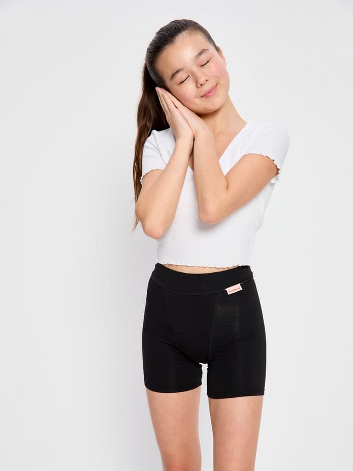 2PACK dívčí menstruační kalhotky na spaní Modibodi Teen Sleep Short Super Black (DMKNSMTSSSB) 10-12 let - náhled 3