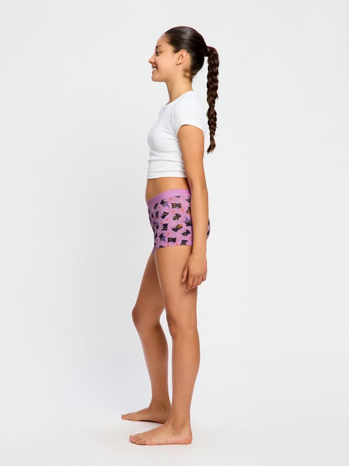 Dívčí menstruační kalhotky Modibodi Teen Hipster Boyshort Super Witchy Whiskers Pink (DMKMTHBSWWP) 10-12 let - náhled 2