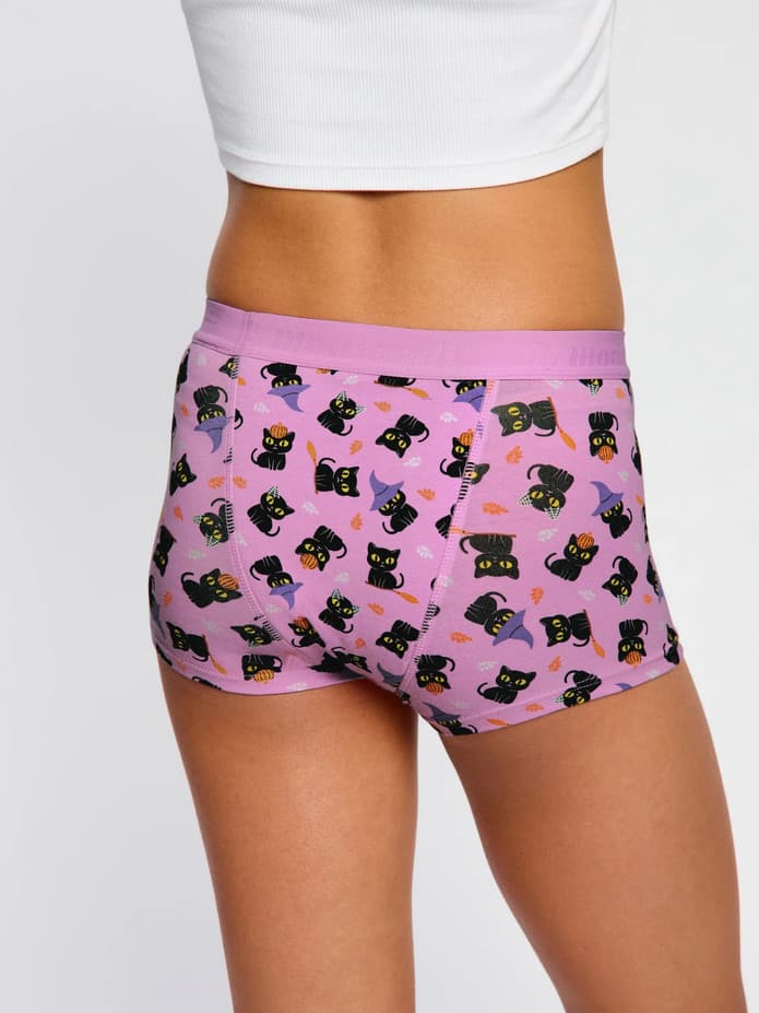 Dívčí menstruační kalhotky Modibodi Teen Hipster Boyshort Super Witchy Whiskers Pink (DMKMTHBSWWP) 10-12 let - náhled 3