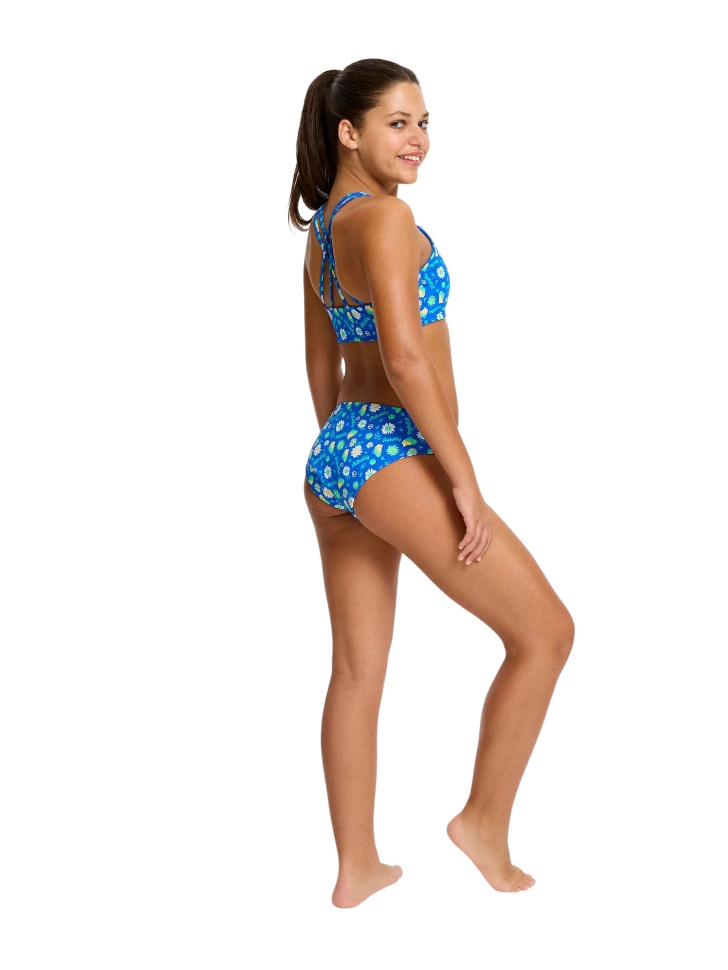 Dívčí menstruační plavky Modibodi Teen Smileyworld Bikini Boho Botanical Blue spodní díl (DMPMTSBBBBSD) 14-16 let - náhled 3