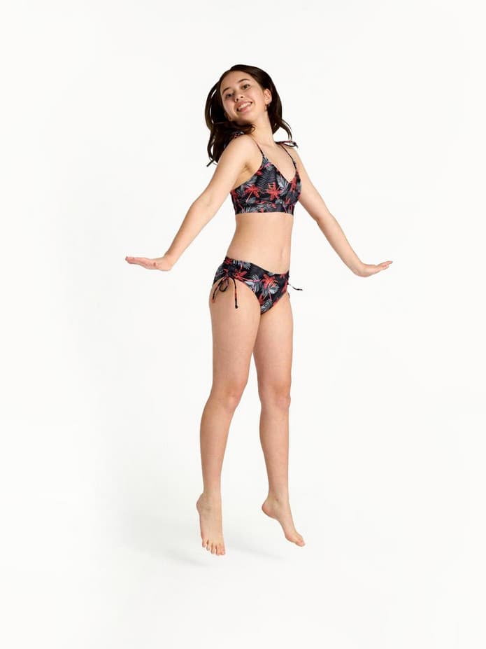 Dívčí plavky Modibodi crop top Jungle palm black horní díl (DPMHDCTPB) 8-10 let - náhled 2