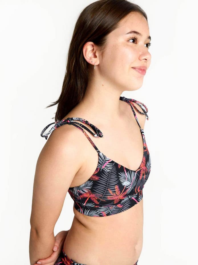 Dívčí plavky Modibodi crop top Jungle palm black horní díl (DPMHDCTPB) 8-10 let - náhled 3