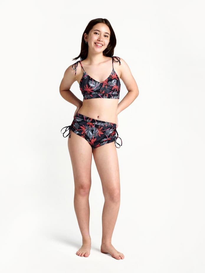 Dívčí plavky Modibodi crop top Jungle palm black horní díl (DPMHDCTPB) 8-10 let - náhled 4