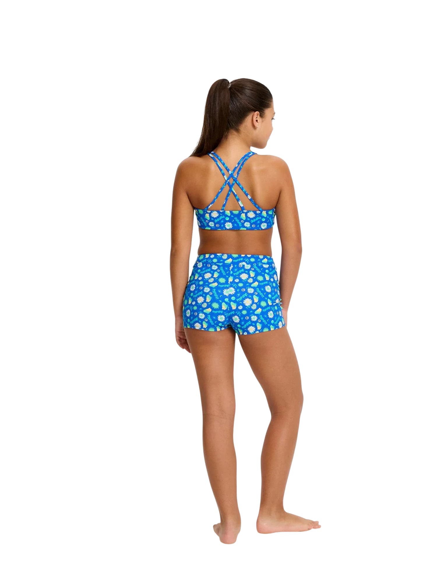 Dívčí menstruační plavky Modibodi Teen Smileyworld Hi Waist Short Boho Botanical Blue spodní díl (DMPMTSHWSBBBSD) 10-12 let - náhled 3