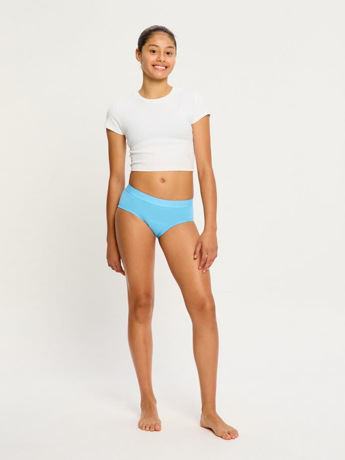 Dívčí menstruační kalhotky Modibodi Teen Hipster Boyleg Moderate Bubble Blue (DMKMTHBMBB)