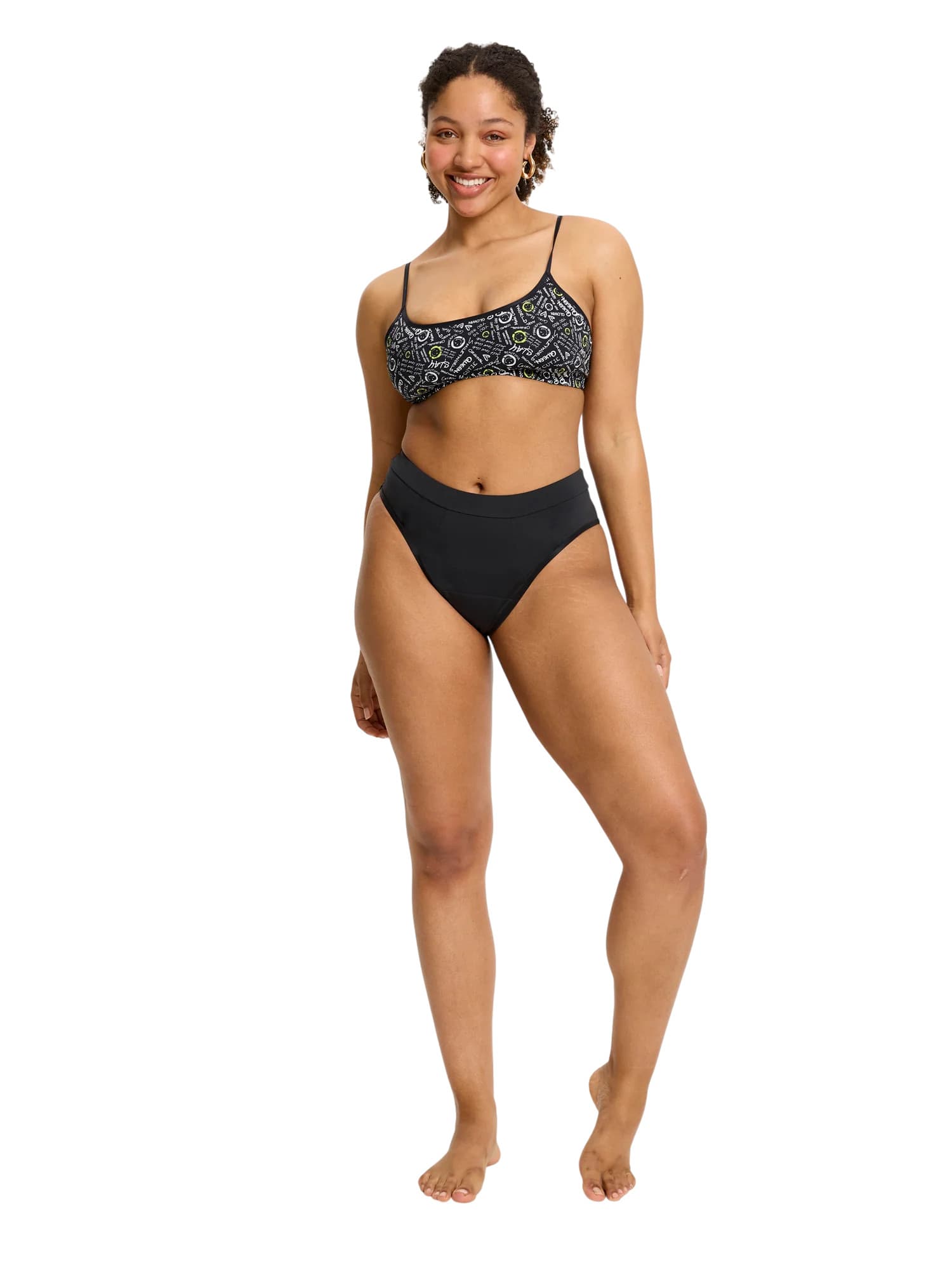 Menstruační kalhotky Modibodi Smileyworld Hi Waist Brief Super-Overnight Black (MKMSHWBSOB)