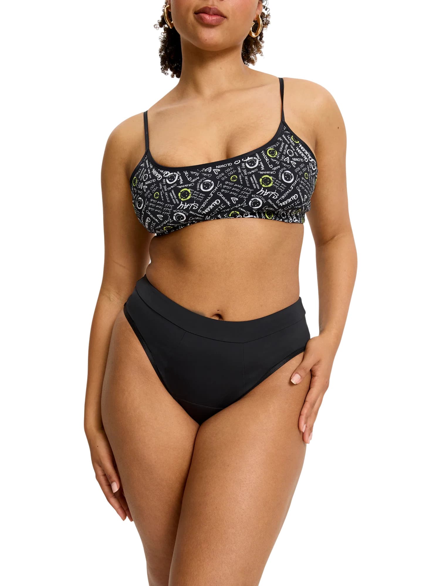 Menstruační kalhotky Modibodi Smileyworld Hi Waist Brief Super-Overnight Black (MKMSHWBSOB) L - náhled 2