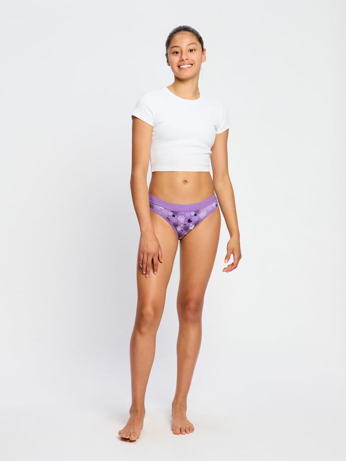 Dívčí menstruační kalhotky Modibodi Teen Hipster Bikini Super Wicked Web Purple (DMKMTHBSWWP) 10-12 let