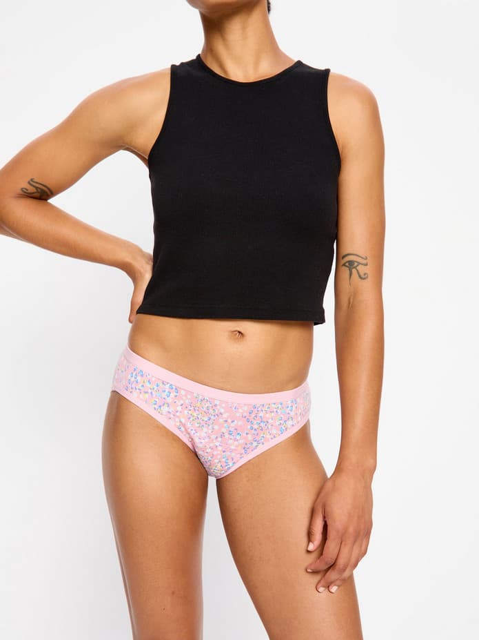 Menstruační kalhotky Modibodi Classic Bikini Light-Moderate Flore Pink (MKMCBLMFP) L