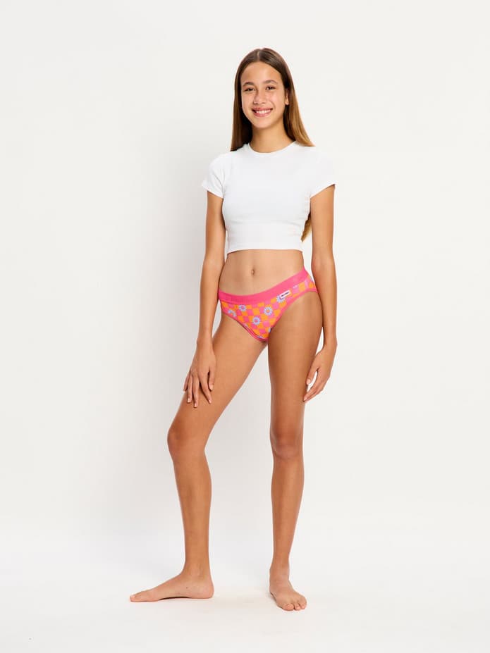 Dívčí menstruační kalhotky Modibodi Teen Hipster Bikini Super Flower Checkerboard (DMKMTHBSFC) 10-12 let - náhled 2